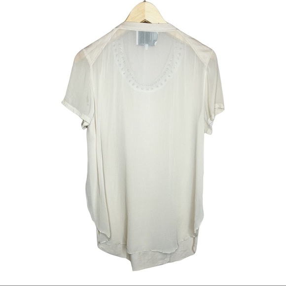 3.1 Phillip Lim Safety Pin Grommet Collar Silk Blend Blouse Size Large - Picture 3 of 8